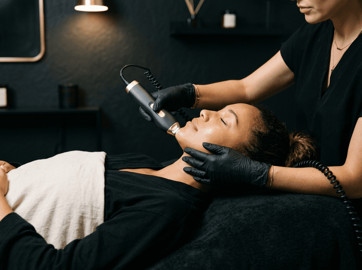 Facial contouring treatment with a handheld device
