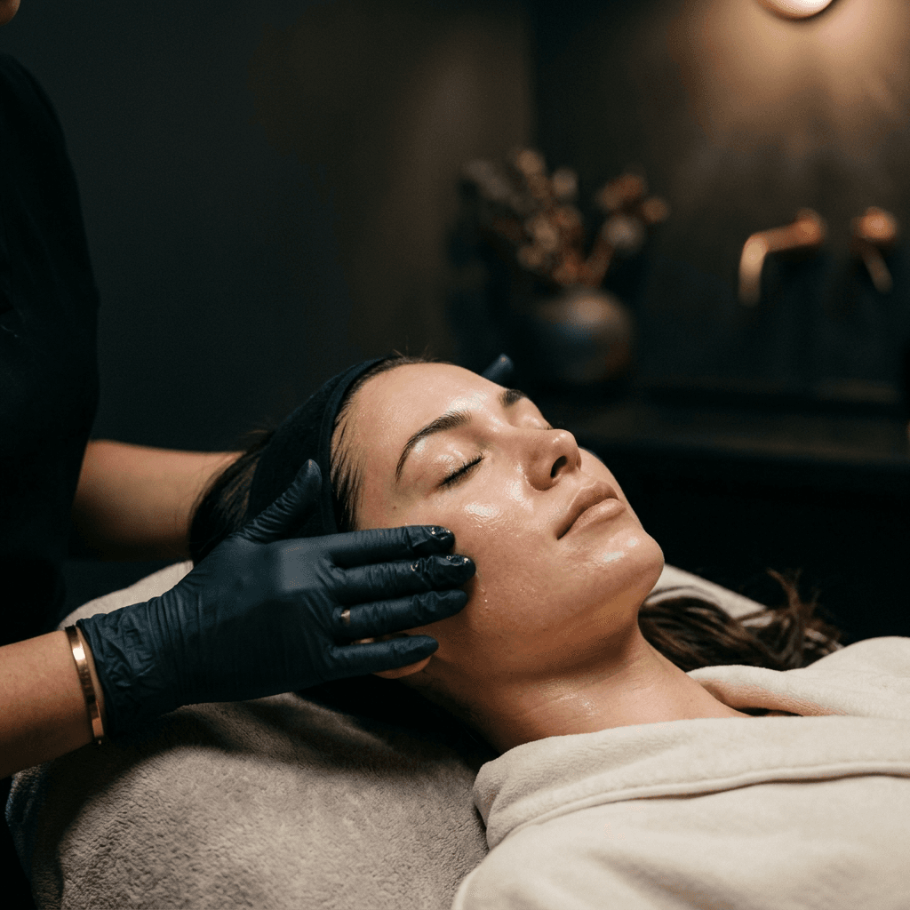 Patient receiving a skin rejuvenation facial treatment